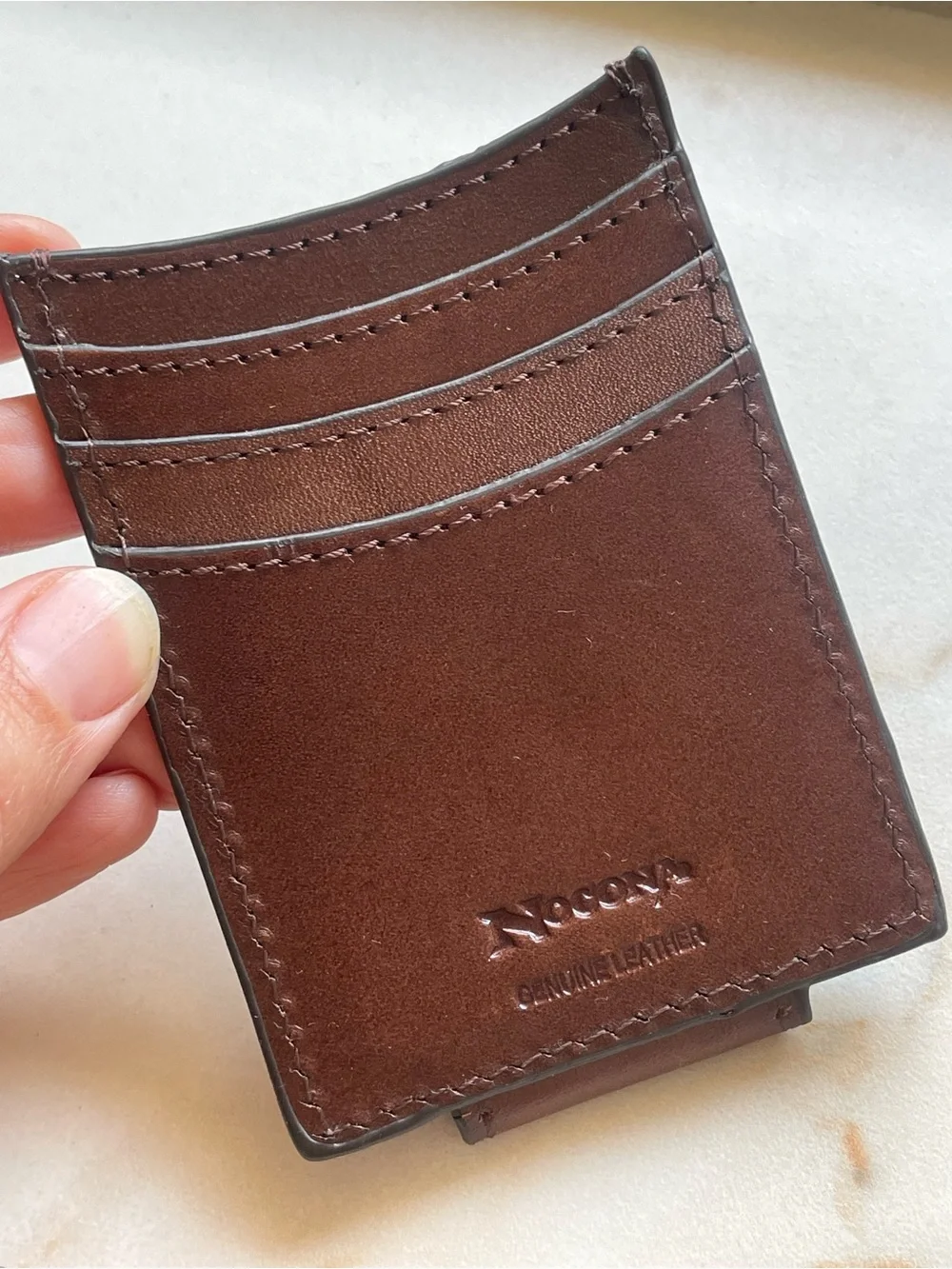 Nocona Men’s Red and Brown Floral Tooled Leather Magnetic Money Clip Wallet